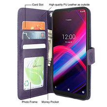 Load image into Gallery viewer, Harryshell Kickstand Flip PU Leather Wallet Case with Card Slots Wrist Strap Floral Flower Cover for T-Mobile Revvl 4 Plus Revvl 4+ (Not fit REVVL 4 / REVVL 5G)(Purple)