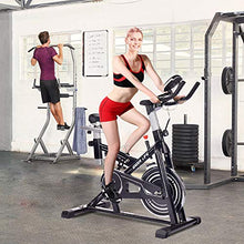 Load image into Gallery viewer, IDEER LIFE Indoor Cycling Bike Stationary Exercise Bike for Home Cardio Workout Smooth Belt Drive with Hand Pulse Sensor/LCD Display/Tablet Mount/Comfortable Seat Cushion(Black09060)