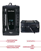 Load image into Gallery viewer, CyberPower AVRG750LCD Intelligent LCD UPS System, 750VA/450W, 12 Outlets, AVR, Compact