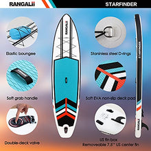 Load image into Gallery viewer, RANGALii 11' Foot Inflatable SUP Stand Up Paddle Board(32" Wide, 6" Thick) Durable with Adjustable Paddle, Backpack, Pump and Leash (Lake Blue)