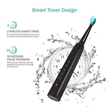Load image into Gallery viewer, Initio Sonic Electric Toothbrush for Adults and Teens, 5 Modes wieh Smart Timer, 40,000 VPM Motor, Whitening Rechargeable Sonic Toothbrush, 3 Brush Heads Included (Black)