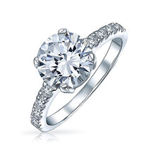 Load image into Gallery viewer, 4CT Round Brilliant Solitaire AAA CZ Cubic Zirconia Engagement Ring Thin Pave Band 925 Sterling Silver For Girlfriend