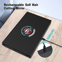 Load image into Gallery viewer, 3 Way Mirror for Self Hair Cutting 360° Mirror with LED Lights, Trifold Self Haircut Mirror Rechargeable with Height Adjustable