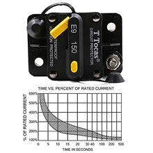 Load image into Gallery viewer, T Tocas 150 Amp Surface-Mount Circuit Breakers with Manual Reset and Switch Button for Boat Marine RV Yacht Battery Trailer Bus Truck Solar, 12V - 48V DC, Waterproof (150A)
