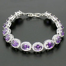 Load image into Gallery viewer, Oval Ladies Tennis Bracelet Garnet White Topaz Amethyst Citrine Peridot Pink Topza 7 inch (Amethyst)
