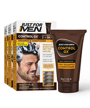 Load image into Gallery viewer, Just For Men Control GX Grey Reducing 2-in-1 Shampoo and Conditioner, Gradual Hair Color for Stronger and Healthier Hair, 4 Fl Oz - Pack of 3 (Packaging May Vary)