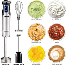 Load image into Gallery viewer, Mueller Austria Ultra-Stick 500 Watt 9-Speed Immersion Multi-Purpose Hand Blender Heavy Duty Copper Motor Brushed 304 Stainless Steel With Whisk, Milk Frother Attachments, BPA-Free