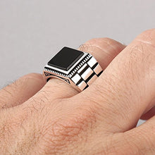 Load image into Gallery viewer, Chimoda Mens Solitaire Silver Rings 925 Sterling Men's Jewelry with Black Onyx Stone (10)