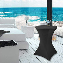 Load image into Gallery viewer, Reliancer 4 Pack 36inch Highboy Cocktail Round Spandex Table Cover Four-Way Tight Fitted Stretch Tablecloth Table Cloth for Outdoor Party DJ Tradeshow Banquet Vendor Wedding(4PC 36''X43'',Black)