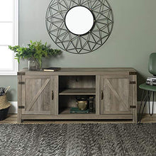 Load image into Gallery viewer, Walker Edison Furniture Company Farmhouse Barn Wood Universal Stand for TV's up to 64" Flat Screen Living Room Storage Cabinet Doors and Shelves Entertainment Center, 58 Inch, Grey Wash
