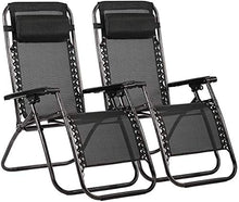 Load image into Gallery viewer, Zero Gravity Chairs Outdoor Lounge Chair Adjustable Recliner Pack 2 with Cup Holder & Pillows for Sunbathing on Outdoor, Patio Beach Pool, Backyard, 32.3 x 26 x 44 Inches, Black