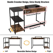 Load image into Gallery viewer, Nost & Host Computer Desk with Storage Shelves and Free Large Monitor Stand, Sturdy Wooden Modern Industrial Home Office PC Laptop Study Writing Table Workstation, 47.2 inches, Rustic Brown and Black