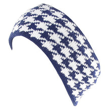 Load image into Gallery viewer, BYOS Womens Winter Warm Stylish Houndstooth Print Fleece Lined Knit Headband Head Wrap Ear Warmer (Navy)