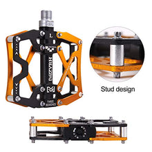 Load image into Gallery viewer, MZYRH Mountain Bike Pedals, Ultra Strong Colorful CNC Machined 9/16" Cycling Sealed 3 Bearing Pedals (Black Black Glod 3 Bearings)