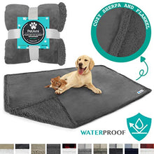 Load image into Gallery viewer, PetAmi WATERPROOF Dog Blanket for Bed Couch Sofa | Waterproof Dog Bed Cover for Large Dogs, Puppies | Grey Sherpa Fleece Pet Blanket Furniture Protector | Reversible Microfiber | 60" x 80" (Gray/Gray)