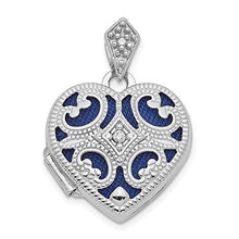 Load image into Gallery viewer, 14k White Gold 15mm Diamond Heart Photo Pendant Charm Locket Chain Necklace That Holds Pictures Fine Jewelry For Women Gifts For Her