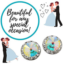 Load image into Gallery viewer, PammyJ Competition Dance Earrings | Aurora Borealis 15mm Crystal Round Earrings | Bridal Earrings