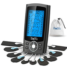 Load image into Gallery viewer, Belifu Dual Channel TENS EMS Unit 24 Modes Muscle Stimulator for Pain Relief Therapy, Electronic Pulse Massager Muscle Massager with 10 Pads, Dust-Proof Drawstring Storage Bag,Fastening Cable Ties…