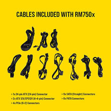 Load image into Gallery viewer, Corsair RMX Series, RM750x, 750 Watt, 80+ Gold Certified, Fully Modular Power Supply (Low Noise, Zero RPM Fan Mode, 105°C Capacitors, Fully Modular Cables, Compact Size) Black
