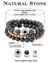 Load image into Gallery viewer, Lightock Lava Rock Evil Eye Bracelet for Women Men Necklace 8mm Beads Essential Oil Diffuser Anxiety Healing Yoga Meditation Stretch