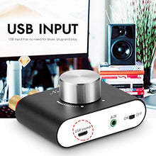 Load image into Gallery viewer, Nobsound Mini Bluetooth Power Amplifier; Stereo Hi-Fi Digital Amp 2.0 Channel 50W×2 with AUX/USB/Bluetooth Input; Wireless Audio Receiver; PC Sound Card with Power Supply (Black)