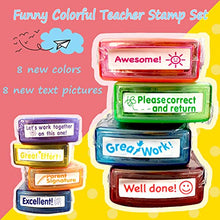 Load image into Gallery viewer, Bertiveny Teacher Stamps for Grading Classroom,Parent Signature Self-Inking Teacher Stamp Set School Supplies Stamps for Homework Reward with 8 pcs Teacher Supplies for Classroom Elementary(Rainbow)