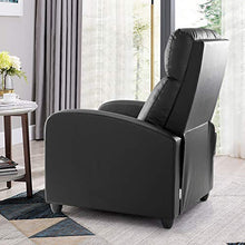 Load image into Gallery viewer, Living Room Recliner Chair, PU Leather Adjustable Single Recliner Sofa Home Theater Seating Reading Chair for Bedroom, Dark Black