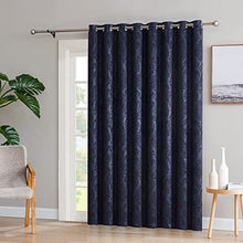 Load image into Gallery viewer, LINENZONE Damask Embossed Navy Blue Extra Wide Curtain Panels Used As Curtains for Patio Doors, Sliding Glass Door Curtain, Curtain Room Dividers, or Back Door Curtains. (Evelyn 102 x 84 Navy)