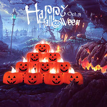 Load image into Gallery viewer, Halloween Pumpkin Lights Flameless Candles - Luminicious Flickering, Operated LED Pumpkin Light for Holiday Theme Parties Decor - 12 Pack