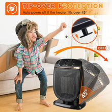 Load image into Gallery viewer, Space Heater, Portable Electric Garage Heaters, 1500W PTC Ceramic Heater with Adjustable Thermostat, 3S Fast Heat, 120° Oscillating, Small Fan Heaters for Office, Desk, Bedroom, Indoor/Outdoor Patio Heater