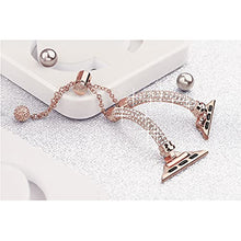 Load image into Gallery viewer, Secbolt Bling Bands Compatible with Apple Watch Band Series 7 41mm with Case, Women Dressy Metal Bracelet with Rhinestone Bumper for iWatch 7, Rose Gold