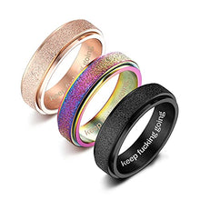 Load image into Gallery viewer, XCOIN 3Pcs Stainless Steel Spinner Rings for Women Mens Cool Fidget Band Rings 6MM Wide Sandblast Finish Lucky Stress Relieving Ring Wedding Pormise Band Ring Set
