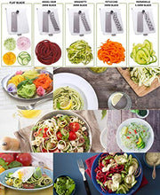 Load image into Gallery viewer, Brieftons 5-Blade Spiralizer (BR-5B-02): Strongest-and-Heaviest Duty Vegetable Spiral Slicer, Best Veggie Pasta Spaghetti Maker for Low Carb/Paleo/Gluten-Free, With Extra Blade Caddy & 4 Recipe Ebooks