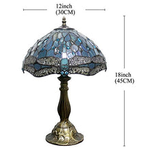 Load image into Gallery viewer, Tiffany Lamp 18 Inch Tall Sea Blue Stained Glass Dragonfly Crystal Style Shade Accent Antique End Bedside Art Table Desk Light Decorative Living Room Bedroom College Dorm S147 WERFACTORY