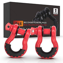 Load image into Gallery viewer, FieryRed 3/4" D Ring Shackle (2 Pack) 22,046Ibs Break Strength with 7/8" Locking Pin and Black Isolator & Washer Kits for use With Tow Strap, Winch & Bubba Rope