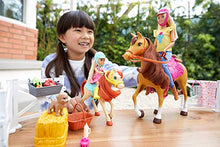 Load image into Gallery viewer, Mattel Barbie Hugs 'n Horses Playset with Barbie and Chelsea Dolls, 2 Horses and 15+ Accessories for Kids 3 Years Old and Up