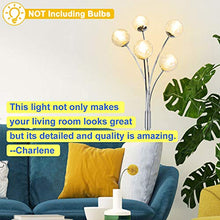 Load image into Gallery viewer, Modern Globe LED Floor Lamps for Living Room-DLLT Standing Lamps with 5 Lights for Bedroom, Tall Pole Tree Accent Lighting for Mid Century, Contemporary Home, G9 Bulb(Not Included) Glass Shade Silver