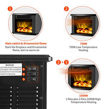 Load image into Gallery viewer, DONYER POWER 14" Mini Electric Fireplace Tabletop Portable Heater, 1500W, Black Metal Frame,Room Heater,Space Heater,Gift