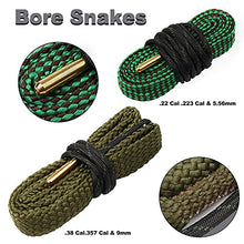 Load image into Gallery viewer, 9mm Gun Bore Snake Cleaning Brushes Universal Gun Cleaning Kits Set for Pistol Rifle Caliber .22.357.38.380 5.56mm Cleaning Swabs Patches with Compact Bag, yuzziko by Sebider