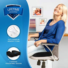 Load image into Gallery viewer, Everlasting Comfort Seat Cushion for Office Chair - Tailbone Cushion - Coccyx Cushion - Sciatica Pillow for Sitting (Black)
