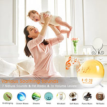 Load image into Gallery viewer, Sunrise Alarm Clock, Wake Up Light with Dual Alarms Clock for Bedrooms, Smart Alarm Clock for Heavy Sleepers Adults Kids, 7 Nature Sounds & Snooze, FM Radio, 7 Colors Ambient Lamp, Ideal for Gift