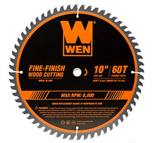 Load image into Gallery viewer, WEN BL1060 10-Inch 60-Tooth Fine-Finish Professional Woodworking Saw Blade for Miter Saws and Table Saws