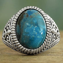 Load image into Gallery viewer, NOVICA Reconstituted Turquoise .925 Sterling Silver Cocktail Ring, Radiant Blue Beauty'
