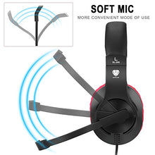 Load image into Gallery viewer, BUTFULAKE Stereo Gaming Headset for PS4, Xbox One, Nintendo Switch, Adjustable Earmuffs and Over-All Noise Isolation, Lightweight 3.5mm Wired Volume Control with Mic for Laptop PC (Black-red)