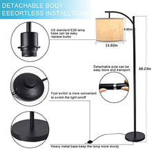 Load image into Gallery viewer, DLLT Bedroom Led Floor Lamp, 8W Industrial Arc Floor Lamp with Hanging Lamp Shade, Tall Standing Modern Floor lamp Reading for Living Room, Office, Study Room, Hotel with E26 Bulb-Warm