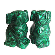 Load image into Gallery viewer, Gemgogo 2 Pcs Synthetic Malachite Pocket Carved Lucky Dog Crystals and Healing Stones Figurines Collectibles,1.5 Inches Room Decor Gemstone