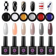 Load image into Gallery viewer, Coscelia Gel Nail Polish Kit 6 Colors Drawing Gel Nail Polish with 2pc Painting Brush 6 Colors Soak Off Gel Polish Starter Kit Nail Art Gel Paint Drawing Line Home Gel Manicure Kit