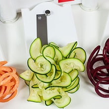 Load image into Gallery viewer, Paderno World Cuisine 3-Blade Vegetable Slicer / Spiralizer, Counter-Mounted and includes 3 Stainless Steel Blades