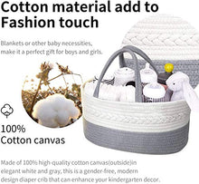 Load image into Gallery viewer, Newthinking Baby Diaper Caddy Organizer with Compartment, Soft Diaper Basket Made of Hand-Woven Rope, 100% Natural Cotton, Eco Friendly and Skin-Friendly (Light Grey)
