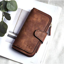 Load image into Gallery viewer, CLUCI Women Wallet Leather RFID Blocking Designer Trifold Card Holder Ladies Clutch with ID Window Brown